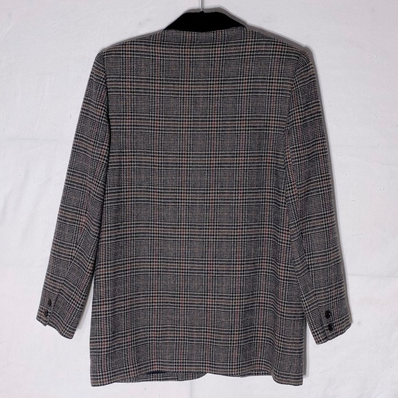 Evidence Black Beige Red Houndstooth Blazer with Black Velvet Collar 8 - Picture 12 of 13